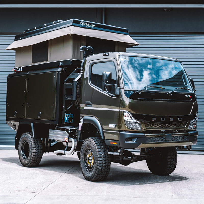 atw adventure truck fuso roof tent custom truck